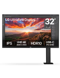 LCD Monitor, LG, 31.5", Panel IPS, 3840x2160, 16:9, 60Hz, 5 ms, Speakers, Swivel, Pivot, Height adjustable, Tilt, Colour Black,