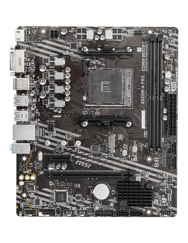 Mainboard, MSI, AMD A520, SAM4, MicroATX, 1xPCI-Express 3.0 1x, 1xPCI-Express 3.0 16x, 1xM.2, Memory DDR4, Memory slots 2, 1xDV