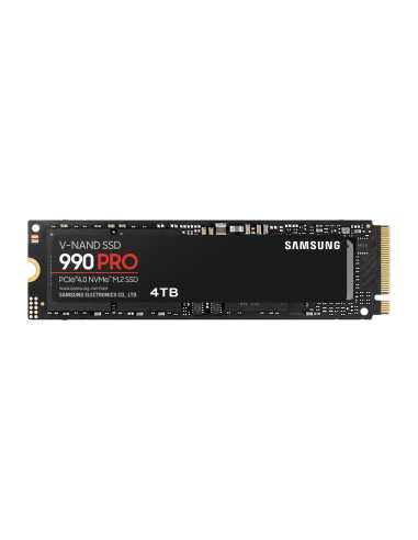 SSD, SAMSUNG, 990 PRO, 4TB, M.2, PCIe Gen4, NVMe, TLC, Write speed 6900 MBytes/sec, Read speed 7450 MBytes/sec, 2.3mm, TBW 2400