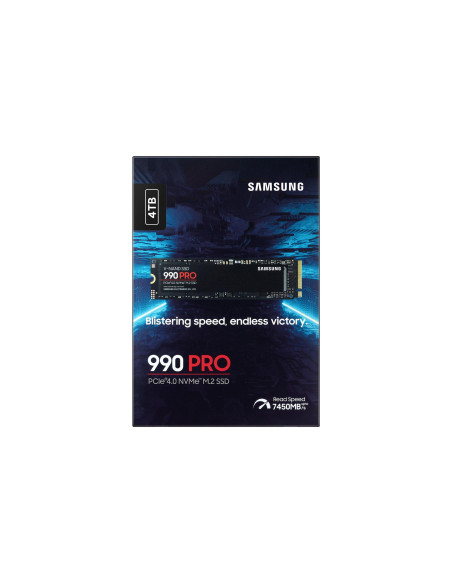 SSD, SAMSUNG, 990 PRO, 4TB, M.2, PCIe Gen4, NVMe, TLC, Write speed 6900 MBytes/sec, Read speed 7450 MBytes/sec, 2.3mm, TBW 2400