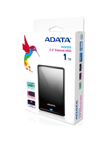 External HDD, ADATA, HV620S, 1TB, USB 3.1, Colour Black, AHV620S-1TU31-CBK