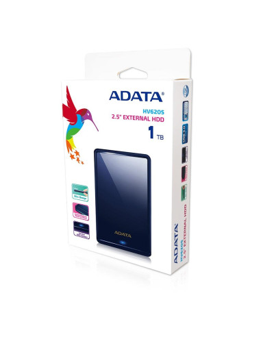 External HDD, ADATA, HV620S, 1TB, USB 3.1, Colour Blue, AHV620S-1TU31-CBL