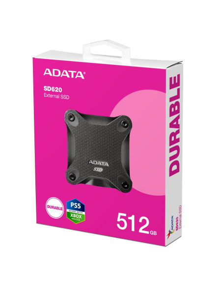 External SSD, ADATA, SD620, 512GB, USB 3.2, Write speed 460 MBytes/sec, Read speed 520 MBytes/sec, SD620-512GCBK