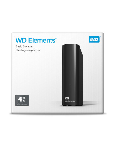 External HDD, WESTERN DIGITAL, Elements Desktop, 4TB, USB 3.0, Black, WDBWLG0040HBK-EESN