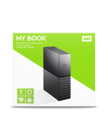 External HDD, WESTERN DIGITAL, My Book, 8TB, USB 3.0, Drives 1, Black, WDBBGB0080HBK-EESN