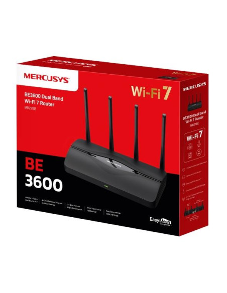 Wireless Router, MERCUSYS, Router, 3600 Mbps, Number of antennas 4, MR27BE