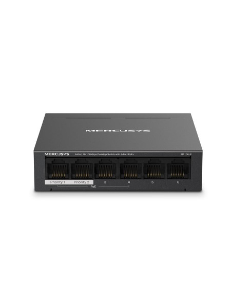 Switch, MERCUSYS, Desktop/pedestal, 6x10Base-T / 100Base-TX, PoE+ ports 4, MS106LP