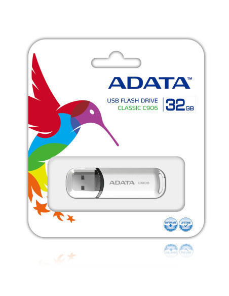 MEMORY DRIVE FLASH USB2 32GB/WHITE AC906-32G-RWH ADATA
