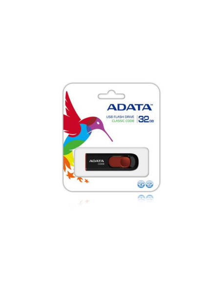 MEMORY DRIVE FLASH USB2 32GB/BLACK/RED AC008-32G-RKD A-DATA