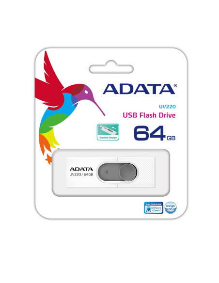 MEMORY DRIVE FLASH USB2 64GB/WHITE AUV220-64G-RWHGY ADATA