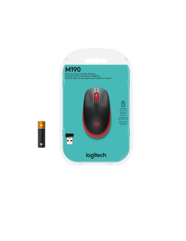 MOUSE USB OPTICAL WRL M190/RED 910-005908 LOGITECH