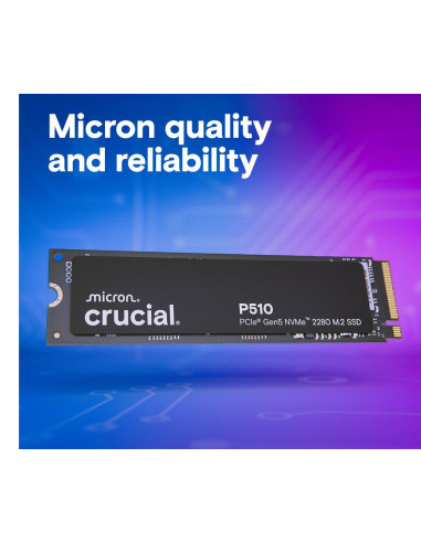 SSD, CRUCIAL, 600xTBW rating, Read speed 11000 MB/s, Write speed 9500 MB/s, NVMe Yes, PCI Express 5.0, M.2, 1000 GB, P510, CT10