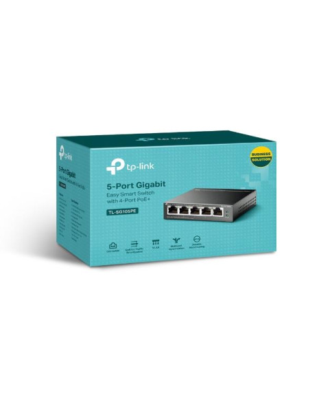 Switch, TP-LINK, Desktop/pedestal, 5x10Base-T / 100Base-TX / 1000Base-T, PoE ports 4, TL-SG105PE