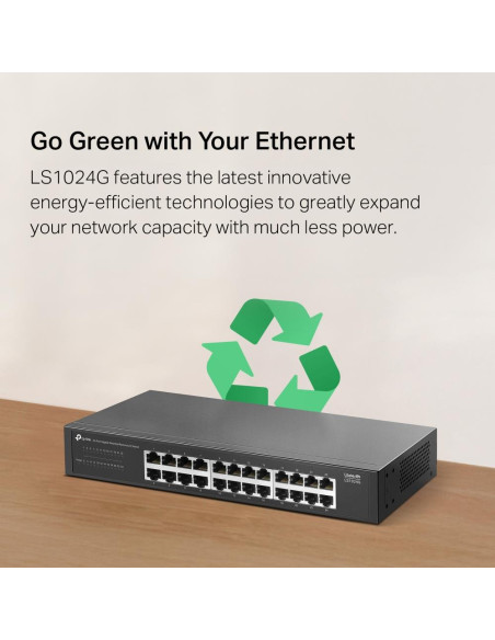 Switch, TP-LINK, Switch type Unmanaged, 24xRJ-45 ports, RJ-45 Ports Type Gigabit Ethernet (10/100/1000), LS1024G