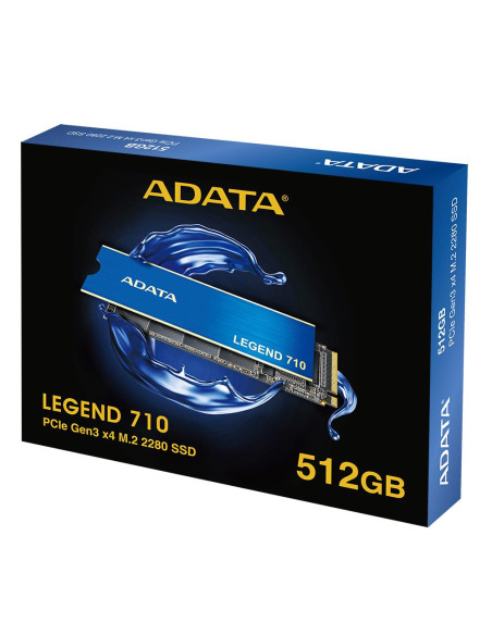 SSD, ADATA, LEGEND 710, 512GB, M.2, PCIE, NVMe, 3D NAND, Write speed 1000 MBytes/sec, Read speed 2400 MBytes/sec, TBW 130 TB, M
