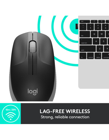 MOUSE USB OPTICAL WRL M190/GREY 910-005906 LOGITECH