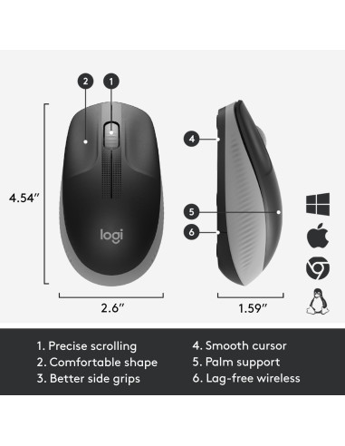 MOUSE USB OPTICAL WRL M190/GREY 910-005906 LOGITECH