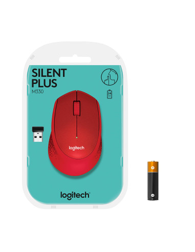 MOUSE USB OPTICAL WRL M330/SILENT RED 910-004911 LOGITECH