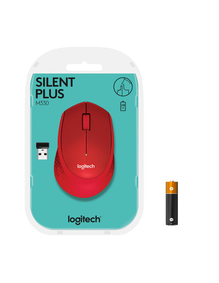 MOUSE USB OPTICAL WRL M330/SILENT RED 910-004911 LOGITECH