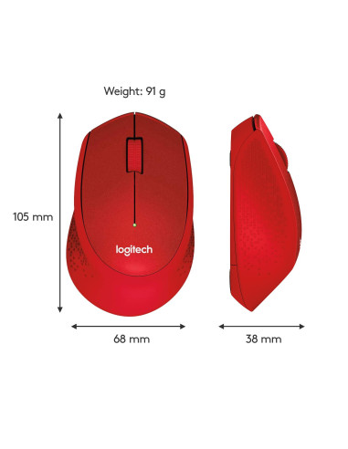MOUSE USB OPTICAL WRL M330/SILENT RED 910-004911 LOGITECH