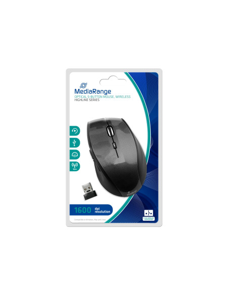 MOUSE USB OPTICAL WRL 5-BUTTON/BLACK MROS207 MEDIARANGE