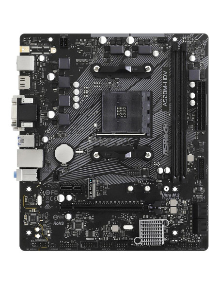 Mainboard, ASROCK, AMD A520, SAM4, Micro-ATX, Memory DDR4, Memory slots 2, 1xPCI-Express 3.0 1x, 1xPCI-Express 3.0 16x, 1xM.2, 