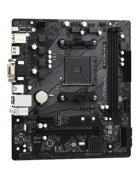 Mainboard, ASROCK, AMD A520, SAM4, Micro-ATX, Memory DDR4, Memory slots 2, 1xPCI-Express 3.0 1x, 1xPCI-Express 3.0 16x, 1xM.2, 