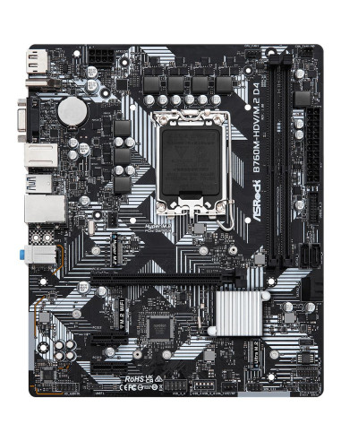 Mainboard, ASROCK, Intel B760 Express, LGA1700, Micro-ATX, Memory DDR4, Memory slots 2, 2xPCI-Express 3.0 1x, 1xPCI-Express 4.0