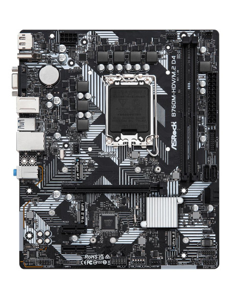 Mainboard, ASROCK, Intel B760 Express, LGA1700, Micro-ATX, Memory DDR4, Memory slots 2, 2xPCI-Express 3.0 1x, 1xPCI-Express 4.0