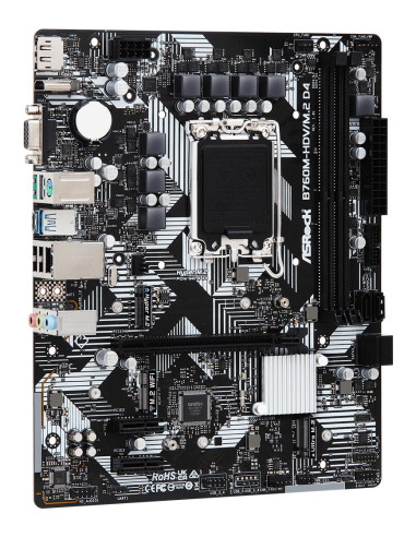 Mainboard, ASROCK, Intel B760 Express, LGA1700, Micro-ATX, Memory DDR4, Memory slots 2, 2xPCI-Express 3.0 1x, 1xPCI-Express 4.0