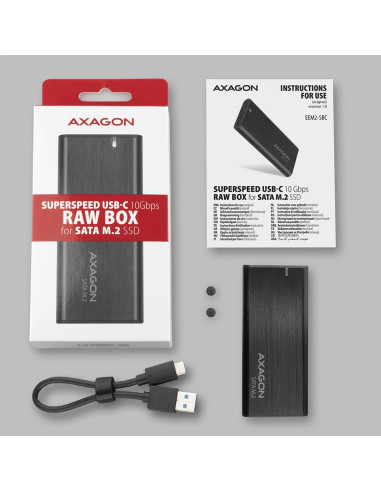 SSD ACC ENCLOSURE M.2 SATA/USB-C EEM2-SBC AXAGON
