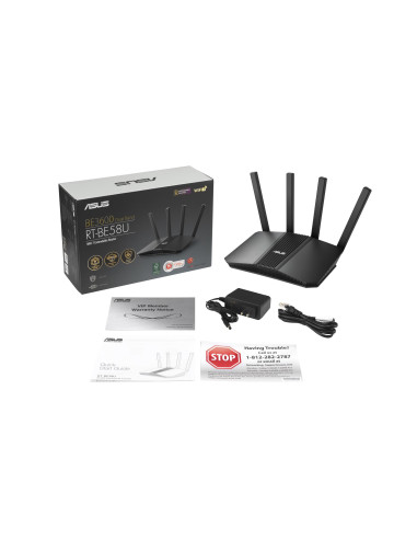 Wireless Router, ASUS, Router, Mesh, LAN WAN ports 2, Number of antennas 4, RT-BE58U