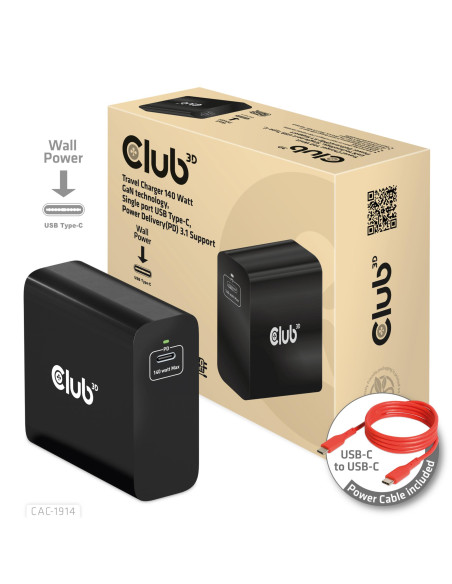 MOBILE TRAVEL CHARGER USB-C/140W GAN CAC-1914EU CLUB3D