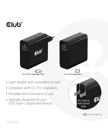MOBILE TRAVEL CHARGER USB-C/140W GAN CAC-1914EU CLUB3D