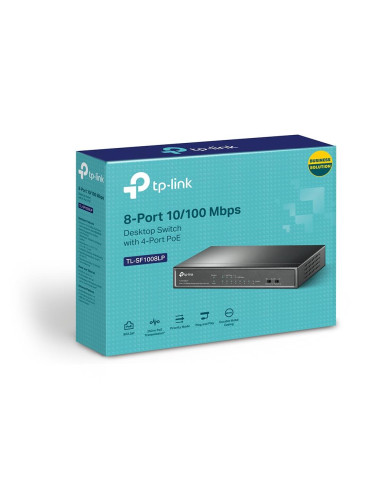 Switch, TP-LINK, Desktop/pedestal, 8x10Base-T / 100Base-TX, PoE ports 4, TL-SF1008LP