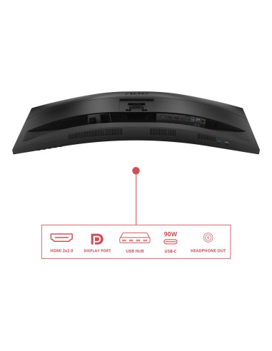 LCD Monitor, AOC, 34 ", 3440 x 1440 pixels, UltraWide Quad HD, Native aspect ratio 21:9, LCD, Curved, CU34E4CV