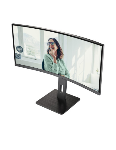 LCD Monitor, AOC, 34 ", 3440 x 1440 pixels, UltraWide Quad HD, Native aspect ratio 21:9, LED, Curved, CU34P3CV