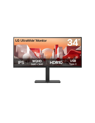 LCD Monitor, LG, 34 ", 3440 x 1440 pixels, Wide Quad HD, Native aspect ratio 21:9, LCD, Curved, 34BA75QE-B
