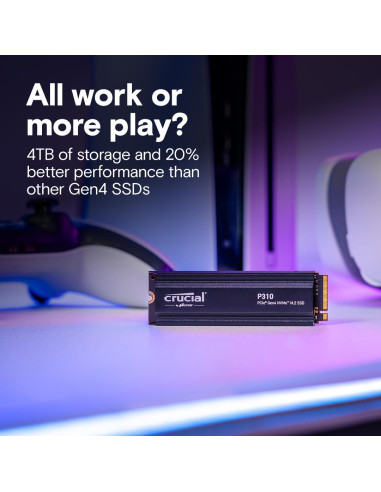 SSD, CRUCIAL, 800xTBW rating, Read speed 7100 MB/s, Write speed 6000 MB/s, NVMe Yes, PCI Express 4.0, M.2, 4000 GB, CT4000P310S