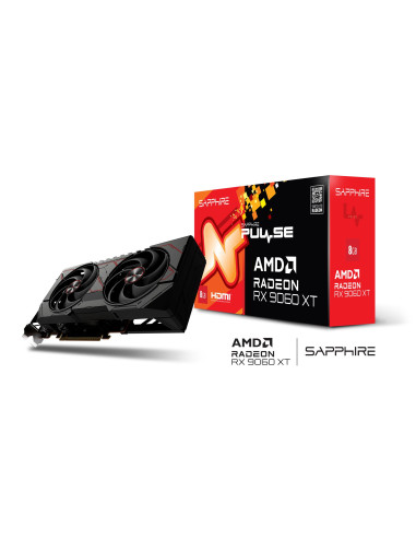 Graphics Card, SAPPHIRE, AMD Radeon RX 9060 XT, 8 GB, GDDR6, 128 bit, PCIE 5.0 16x, GPU 2700 MHz, Dual Slot Fansink, 2xHDMI, 1x