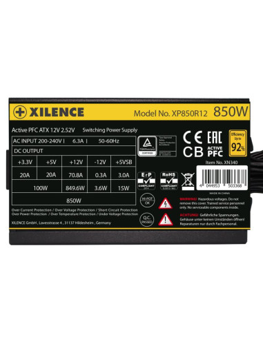 Power Supply, XILENCE, 850 Watts, Efficiency 80 PLUS GOLD, PFC Active, XN340