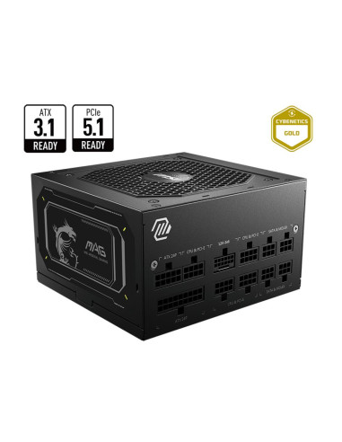 Power Supply, MSI, MAG A750GL PCIE5 II, 750 Watts, Efficiency 80 PLUS GOLD, PFC Active, MAGA750GLPCIE5II