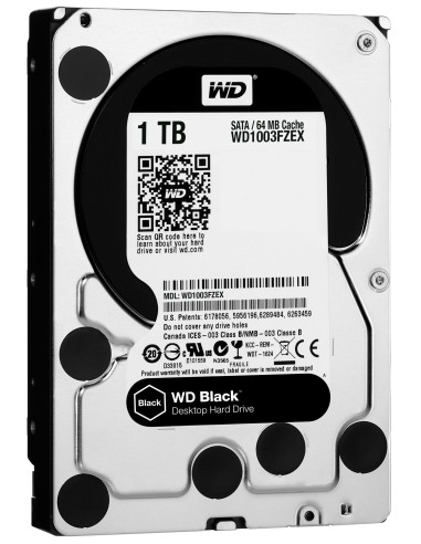 HDD, WESTERN DIGITAL, Black, 1TB, SATA 3.0, 64 MB, 7200 rpm, 3,5", WD1003FZEX