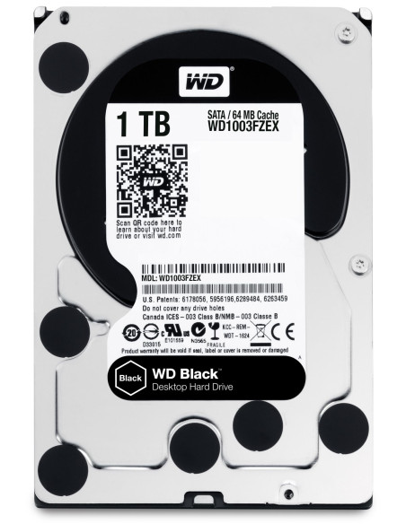 HDD, WESTERN DIGITAL, Black, 1TB, SATA 3.0, 64 MB, 7200 rpm, 3,5", WD1003FZEX