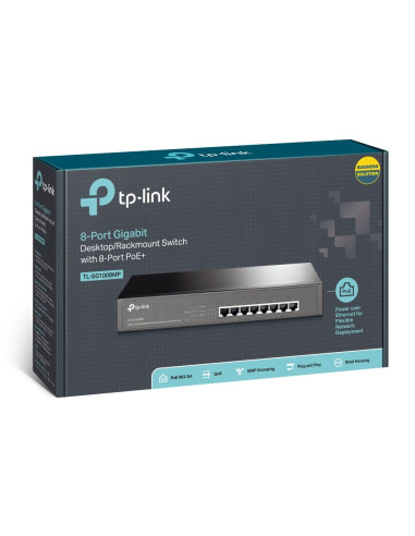 Switch, TP-LINK, TL-SG1008MP, PoE+ ports 8, TL-SG1008MP