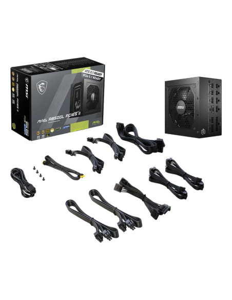 Power Supply, MSI, MAG A850GL PCIE5 II, 850 Watts, Efficiency 80 PLUS GOLD, PFC Active, MAGA850GLPCIE5II