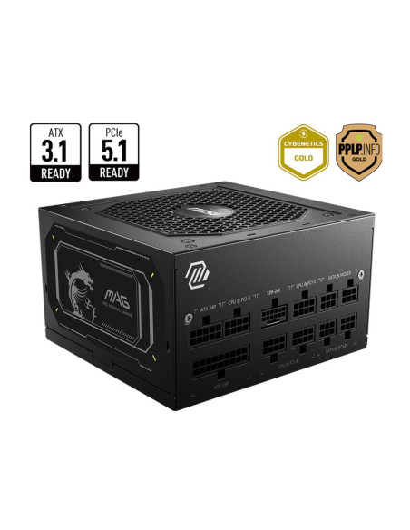 Power Supply, MSI, MAG A850GL PCIE5 II, 850 Watts, Efficiency 80 PLUS GOLD, PFC Active, MAGA850GLPCIE5II
