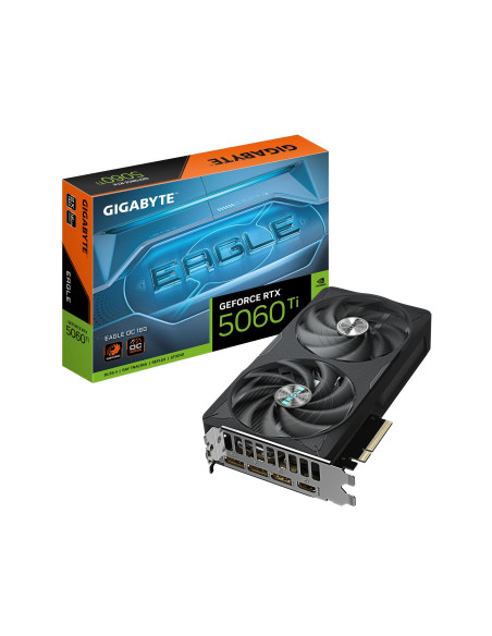 Graphics Card, GIGABYTE, NVIDIA, GeForce RTX 5060 Ti, 2617 MHz, 16 GB, GDDR7, 128 bit, PCI Express x16 5.0, Active, GV-N506TEAG