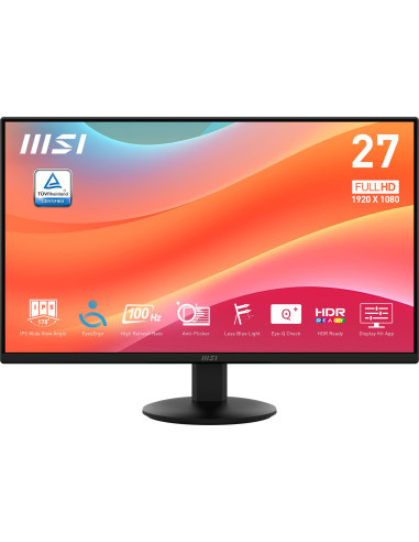 LCD Monitor, MSI, PRO MP272L, 27", Business, Matte, Panel IPS, 1920x1080, 16:9, 100Hz, 1 ms, Tilt, Colour Black, PROMP272L