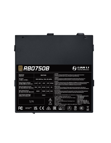 Power Supply, LIAN LI, RB PSU, ATX, 100 - 240 V, 750 W, G9P.RB0750B.B000.EU